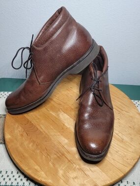 Men's Brown Leather Chukka Boots - Classic Lace-Up Style Sz 11